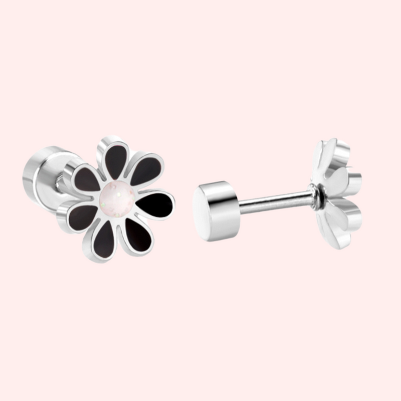 Colourful Flower Hypoallergenic Flat Back Stud Earring