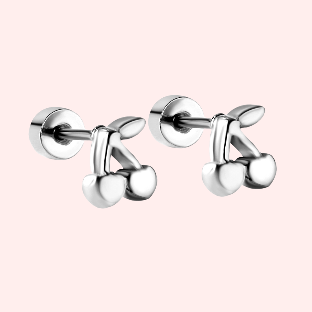 Cherry Hypoallergenic Flat Back Stud Earrings