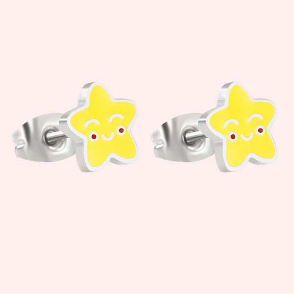 Kids Smiley Star Stud Hypoallergenic Earrings