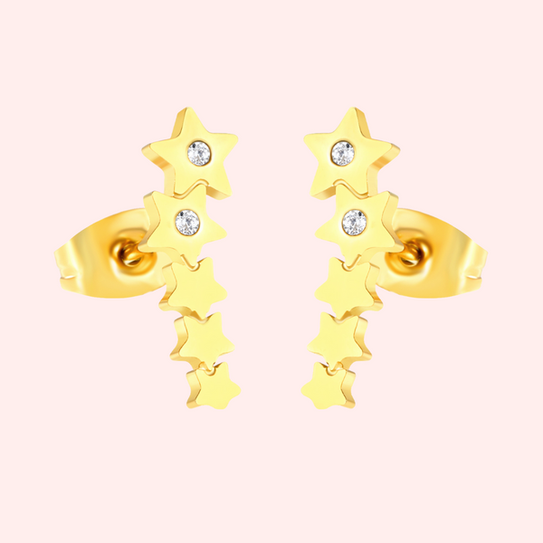 CZ Star Ear Climber Hypoallergenic Earrings