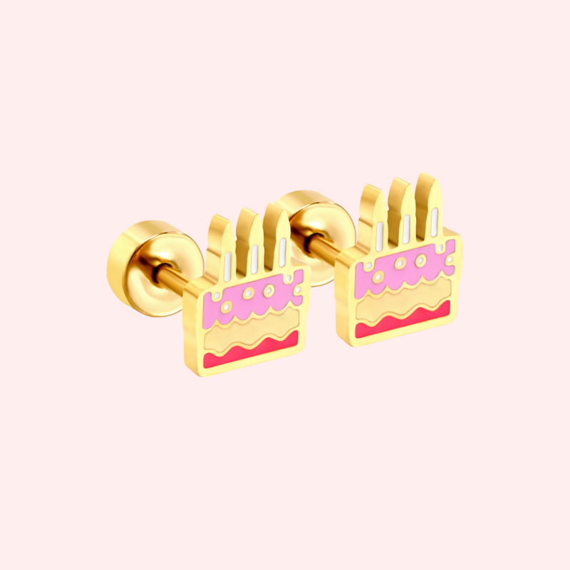 Birthday Cake Flat Back Earrings