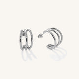 Trio Hoop Stud Earrings