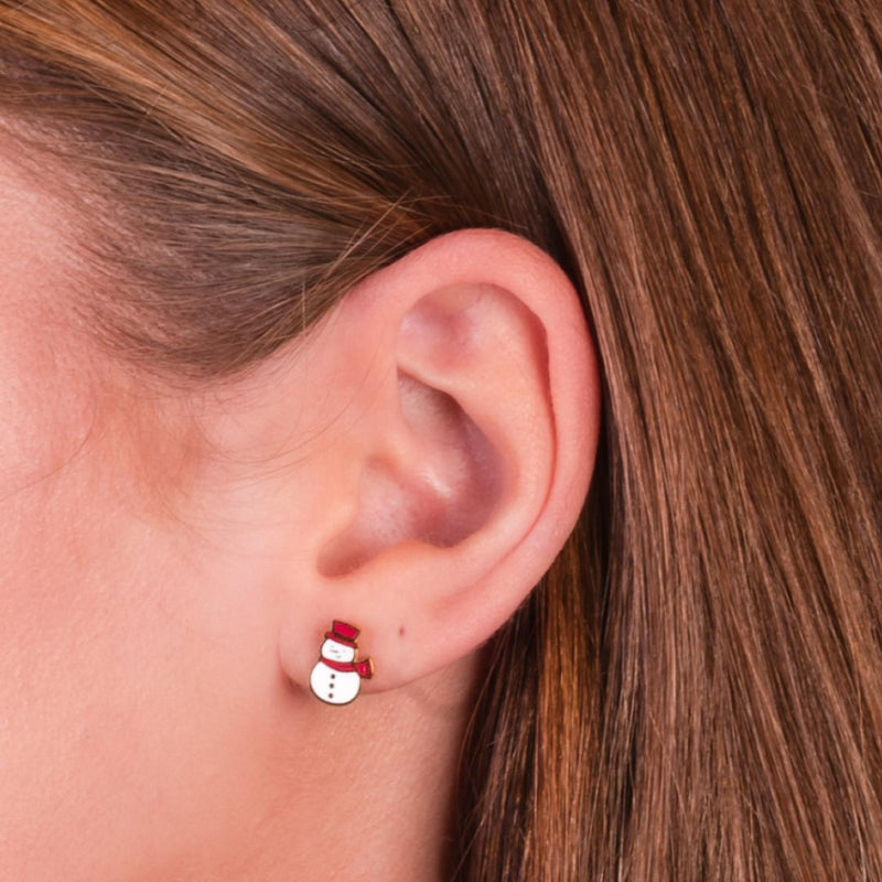 Snowman Flat Back Stud Earrings