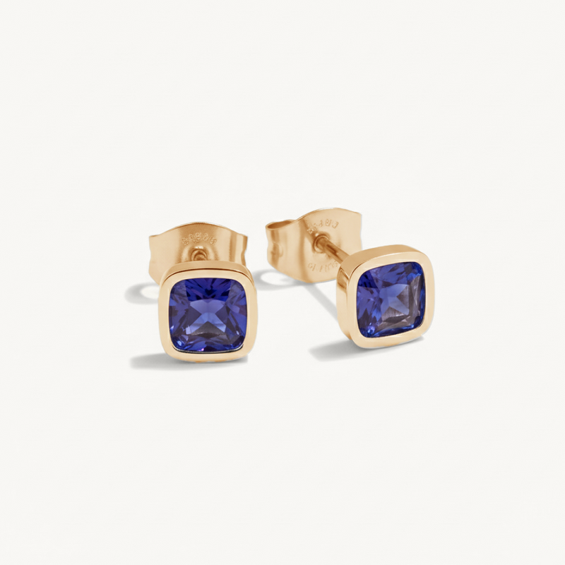 Cushion Birthstone Stud Earrings