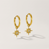 Star Compass Charm Hoop Earrings