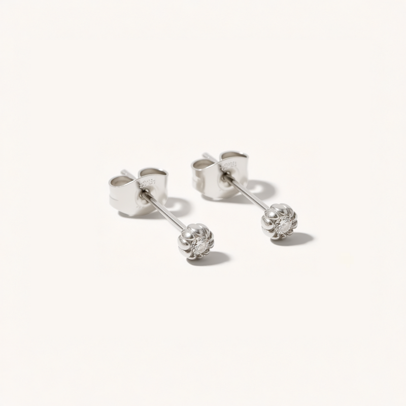 Rope Trim Cubic Zirconia Stud Earrings