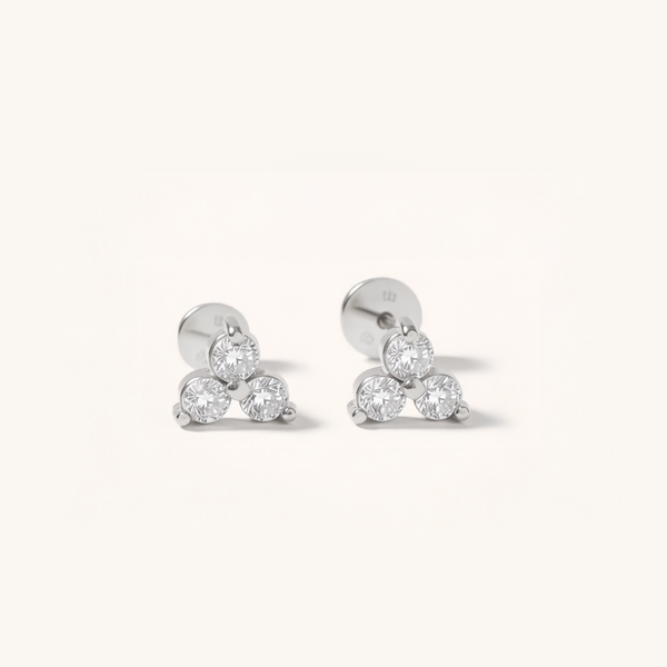 Cubic Zirconia Trio Flat Back Earrings