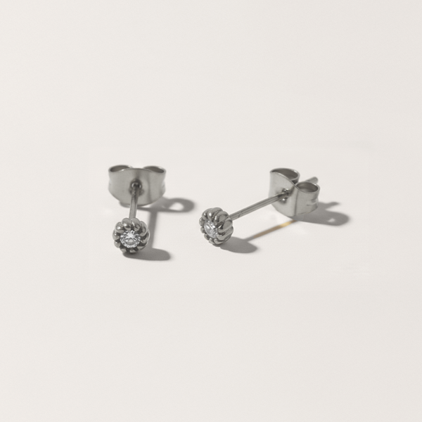 Rope Trim Cubic Zirconia Stud Earrings