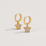 Sparkle Star Charm Hoop Earrings