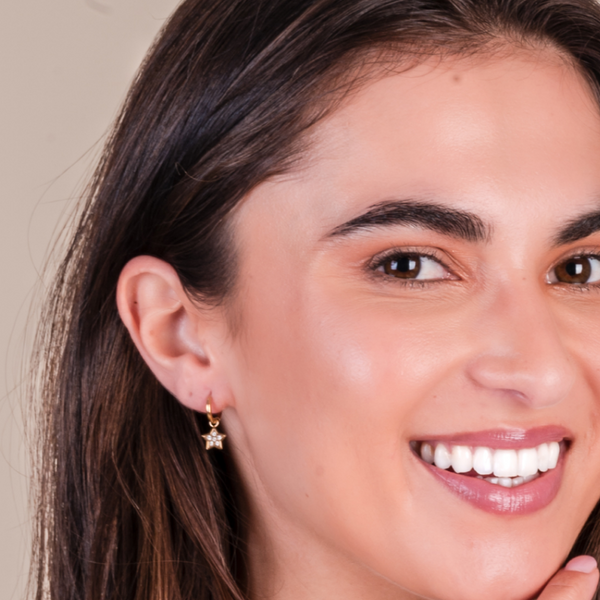 Sparkle Star Charm Hoop Earrings