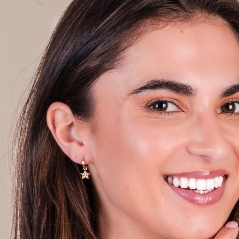 Sparkle Star Charm Hoop Earrings