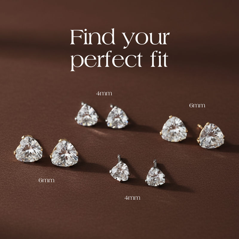 Love Heart Cubic Zirconia Flat Back Earrings