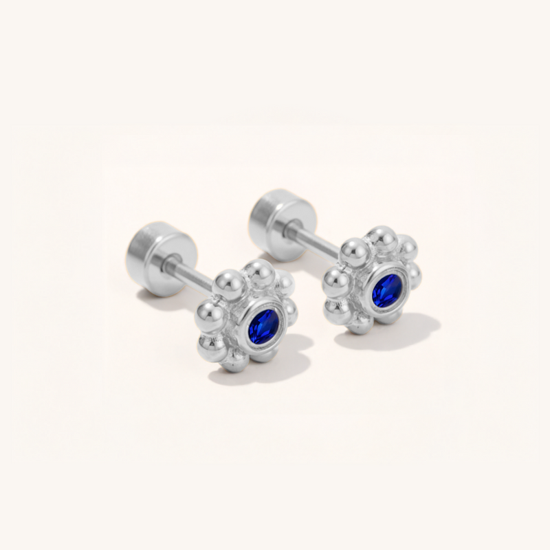 Cubic Zirconia Dainty Flower Flatback Earrings