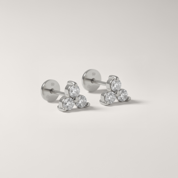 Cubic Zirconia Trio Flat Back Earrings