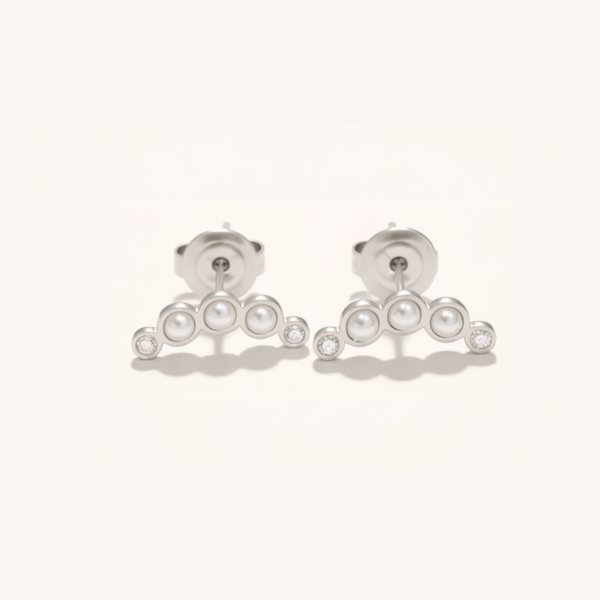Curved Pearl Ear Climber Earrings