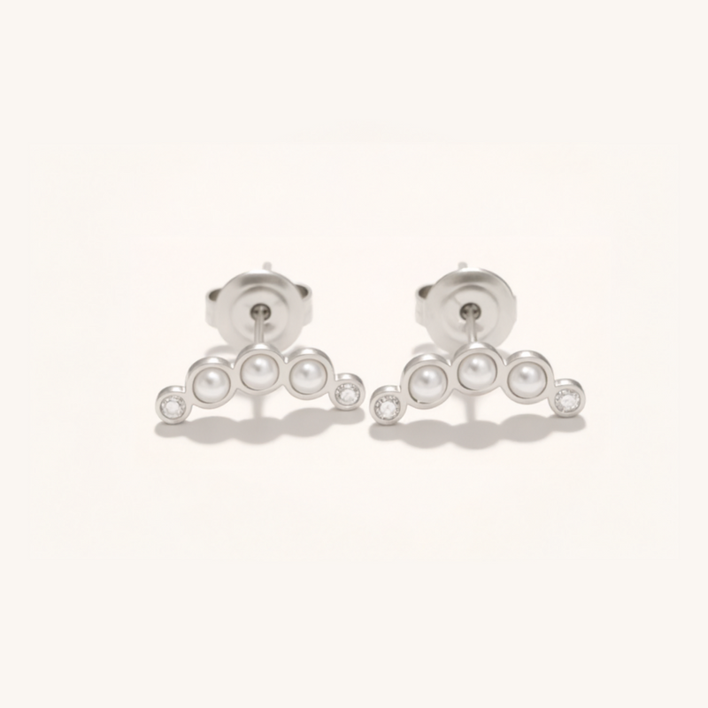 Curved Pearl Ear Climber Earrings