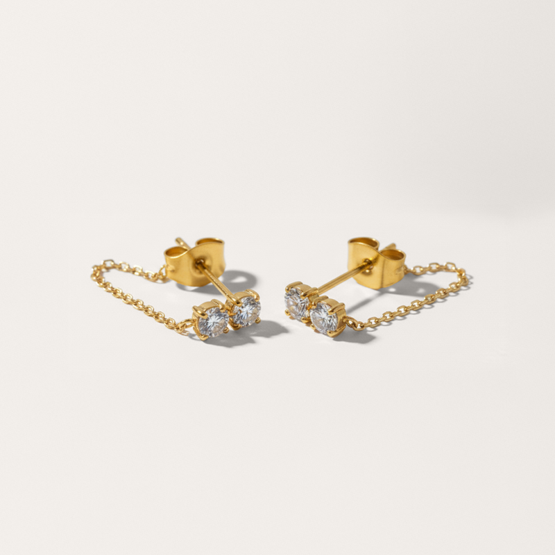 Cubic Zirconia Cluster Chain Drop Earrings