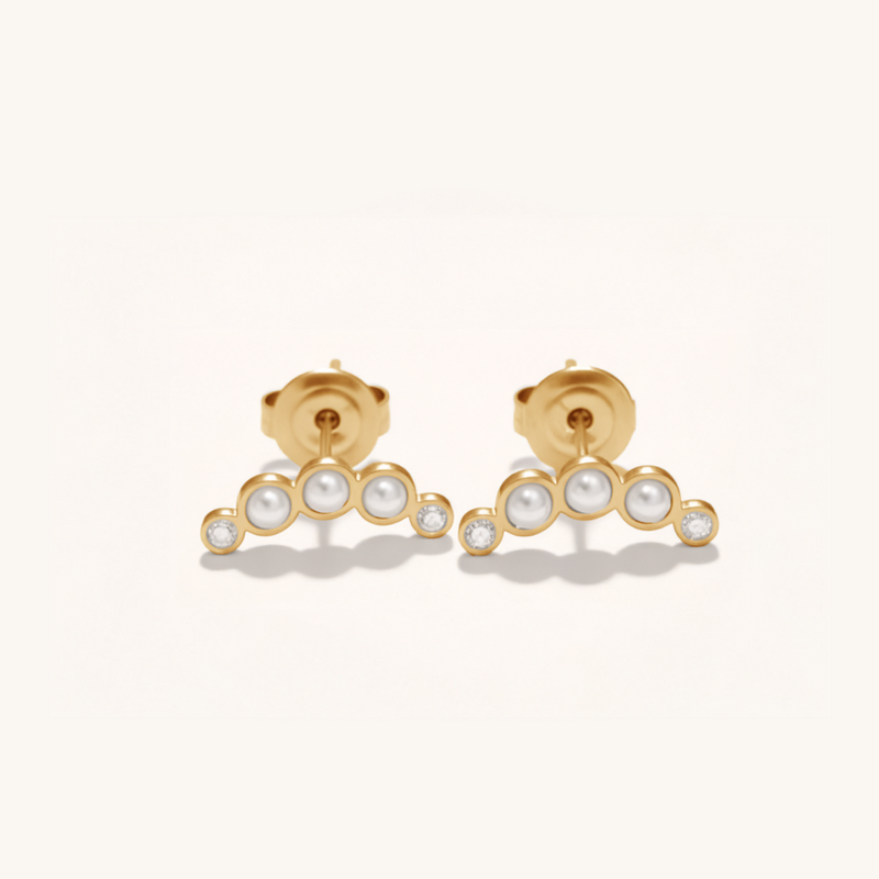 Curved Pearl Ear Climber Earrings