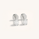 Oval Cubic Zirconia Flat Back Earrings