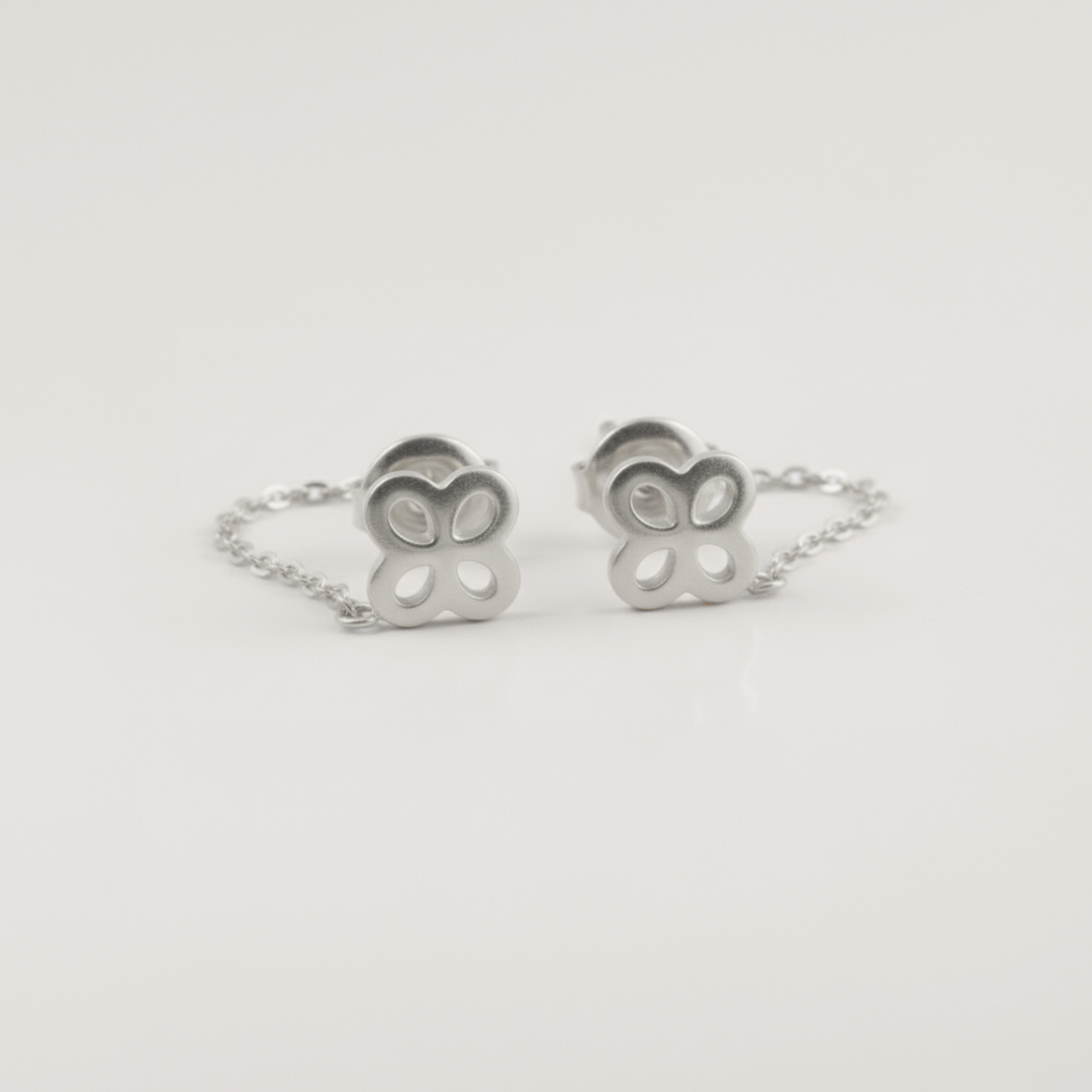 Clover Chain Drop Stud Earrings