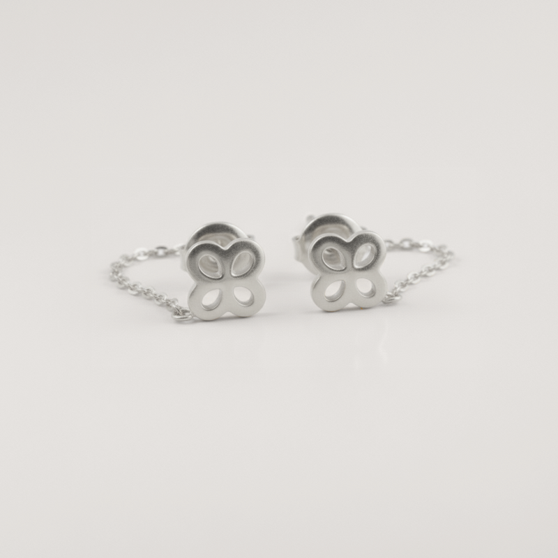 Clover Chain Drop Stud Earrings