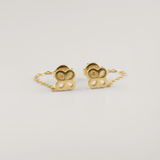 Clover Chain Drop Stud Earrings
