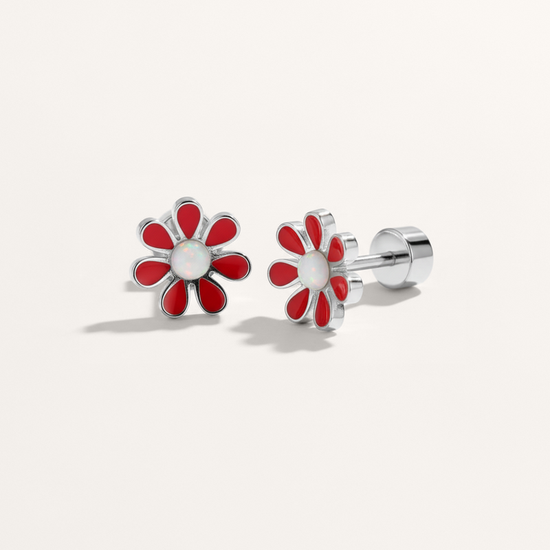 Colourful Flower Hypoallergenic Flat Back Stud Earring