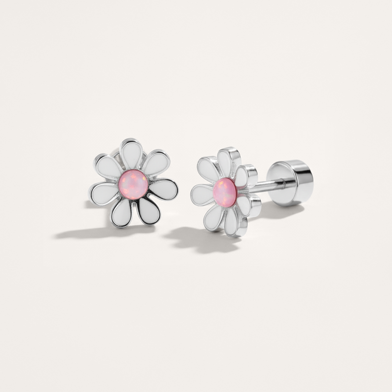 Colourful Flower Hypoallergenic Flat Back Stud Earring