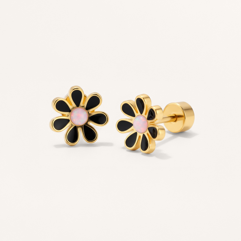 Colourful Flower Hypoallergenic Flat Back Stud Earring