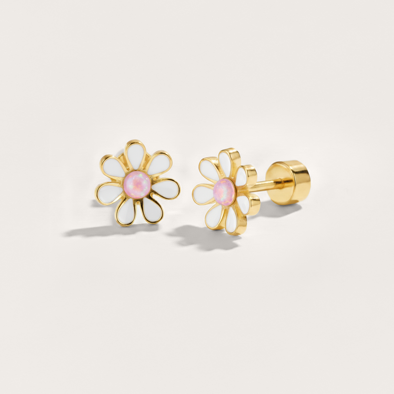 Colourful Flower Hypoallergenic Flat Back Stud Earring