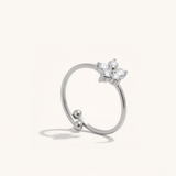 Adjustable Cubic Zironia Flower Ring