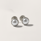 Pearl Bezel Set Flat Back Earrings