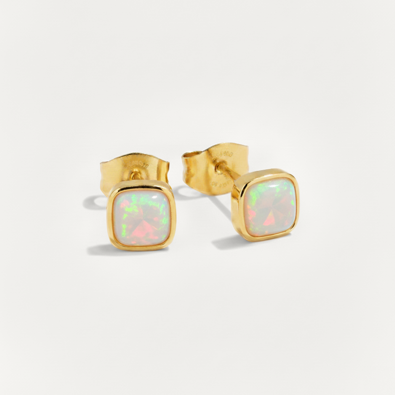 Cushion Birthstone Stud Earrings