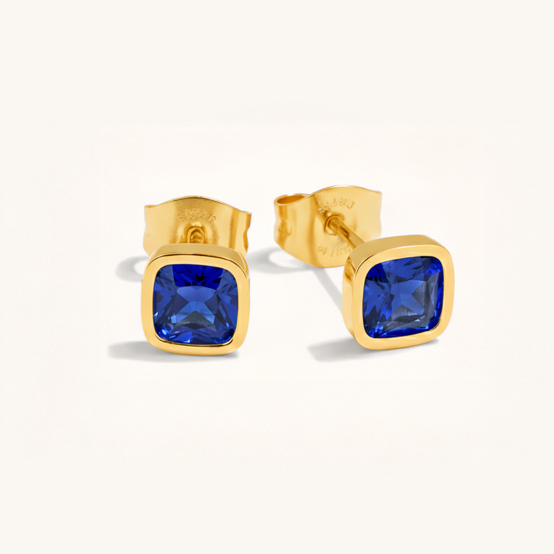 Cushion Birthstone Stud Earrings