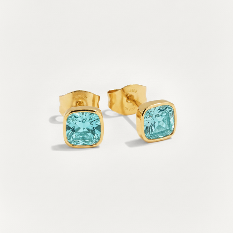 Cushion Birthstone Stud Earrings