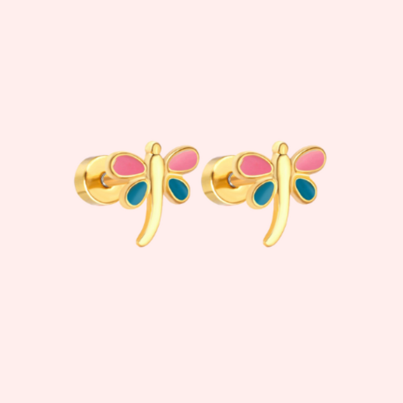 Dainty Dragon Fly Flat Back Earrings