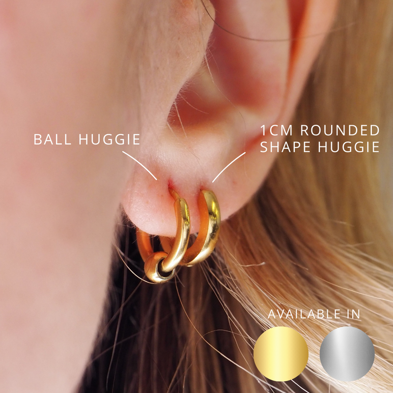1cm Rounded Shape Huggie Hypoallergenic Earrings