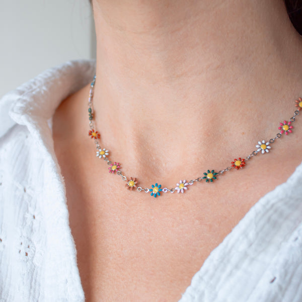 Colourful Daisy Hypoallergenic Necklace