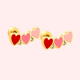 Kids Heart Climber Flat Back Hypoallergenic Earrings