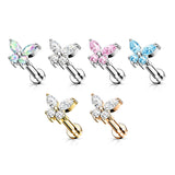 Stainless Steel Internally Threaded CZ Butterfly Labret