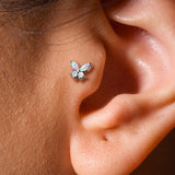 Stainless Steel Internally Threaded CZ Butterfly Labret