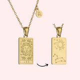 Leo Zodiac Tarot Card Necklace