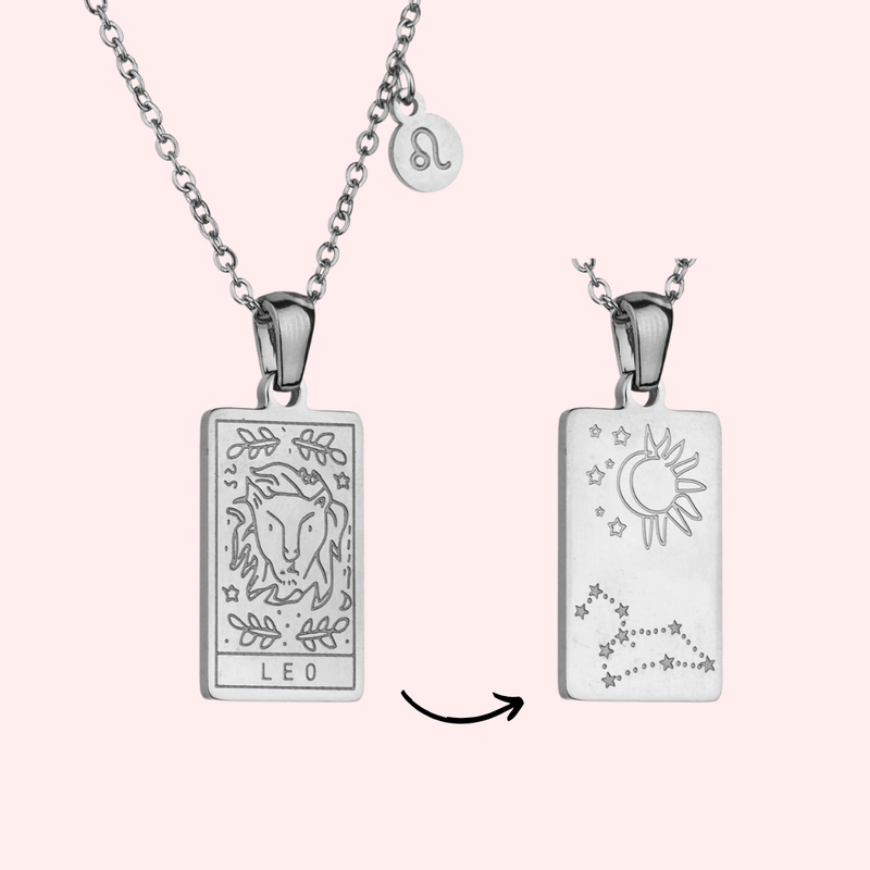 Leo Zodiac Tarot Card Necklace