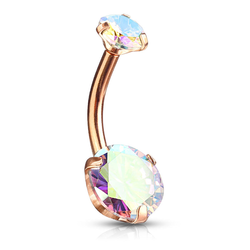 Stainless Steel Prong-Set Jewelled Belly Bar