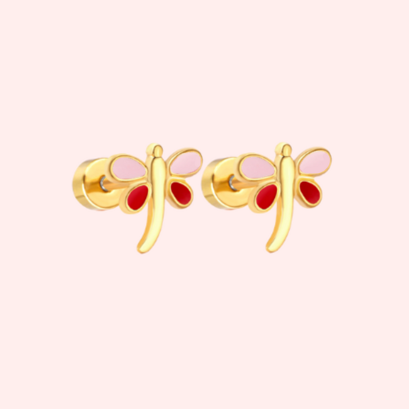 Dainty Dragon Fly Flat Back Earrings