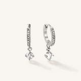 Pavé Crystal Drop Hoop Earrings