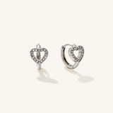 Pavé Heart Huggie Earrings