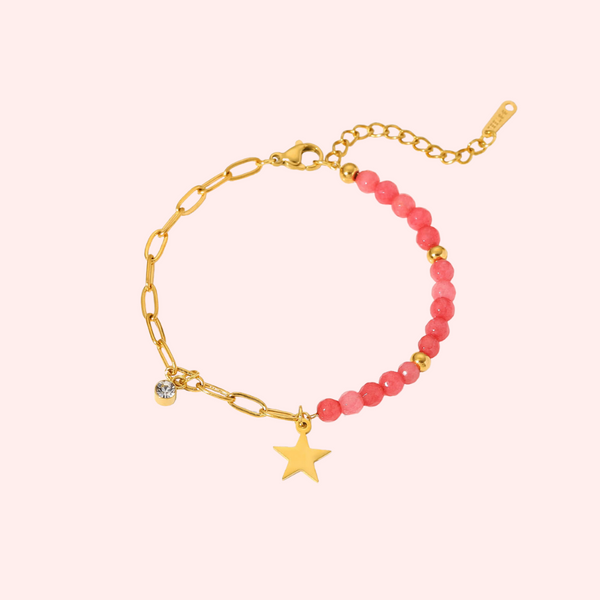Pink Bead Charm Hypoallergenic Bracelet