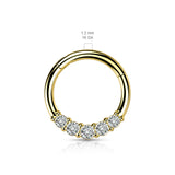 Stainless Steel 5 Set CZ Hinged Segment Ring