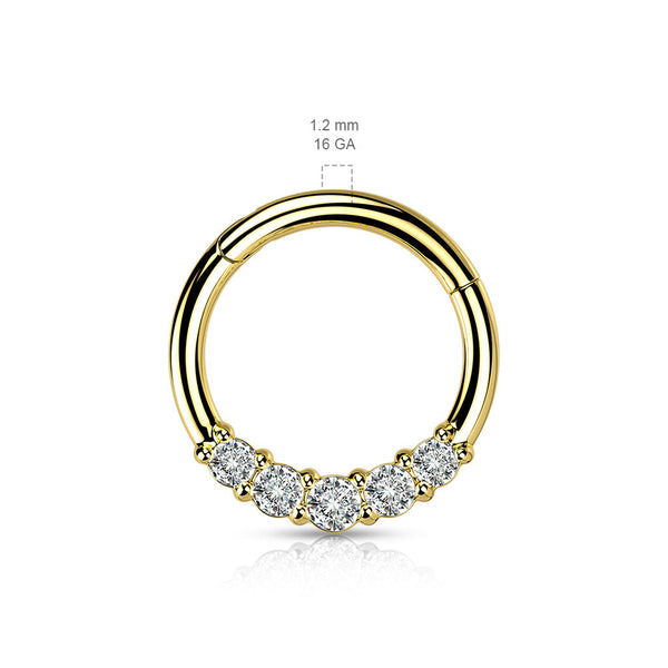 Stainless Steel 5 Set CZ Hinged Segment Ring